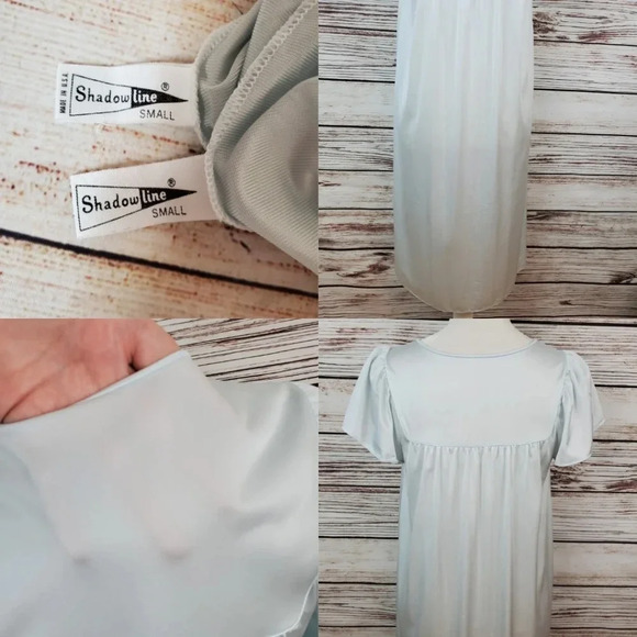 Shadowline Small Vinatge Blue Nylon 2-pc Nightgown w/ Matching Robe - Picture 12 of 12
